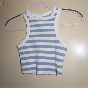 Edikted Gray and Cream Striped Top